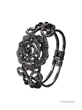 Crystal Flower Butterfly Bangle Bracelet Women Prom Party Jewelry